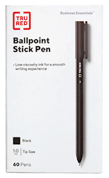 PENS, BALLPOINT, TRU RED, MEDIUM POINT, 1.0MM, BLACK, 60/CT LARGE
